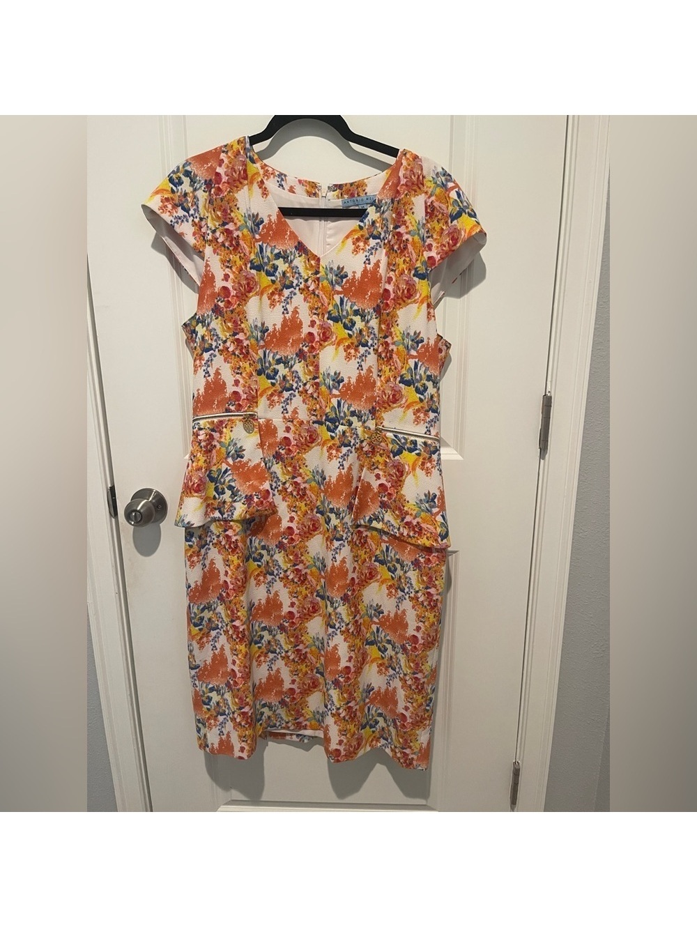 ANTONIO MELANI Colorful Floral Midi Dress